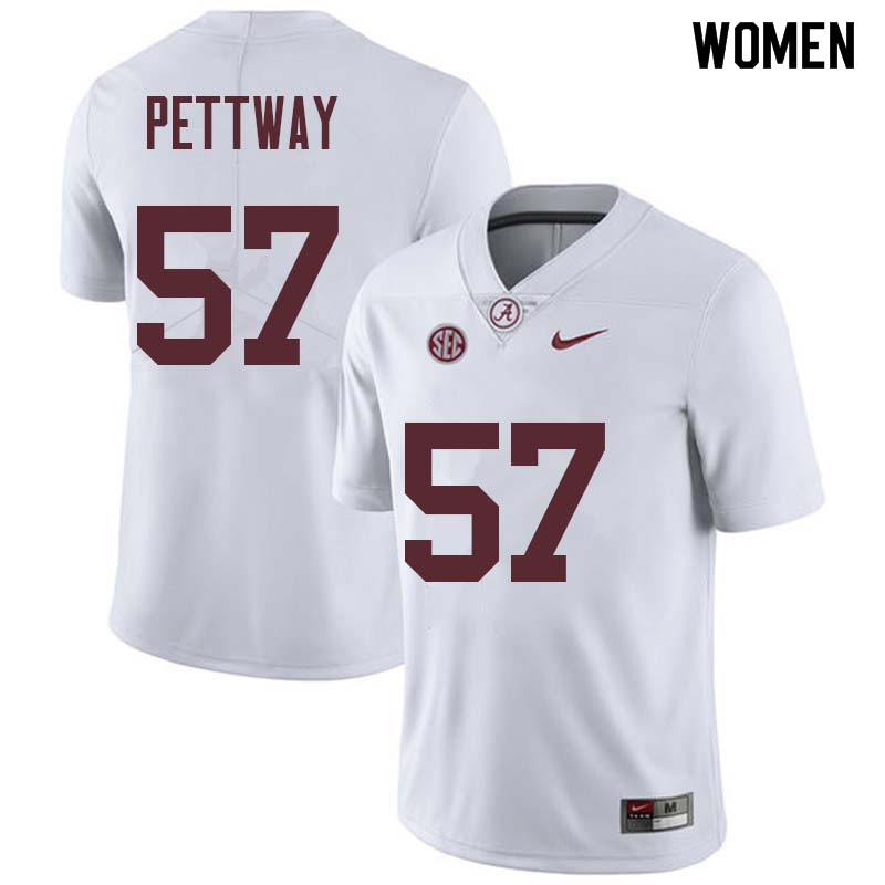Alabama Crimson Tide Women's D.J. Pettway #57 White NCAA Nike Authentic Stitched College Football Jersey XS16Y86AH